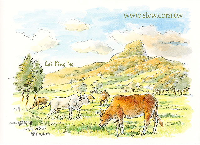 墾丁大尖山02_賴英澤 繪_Kenting Ranch_Mt Dajian02_painted by Lai Ying-Tse